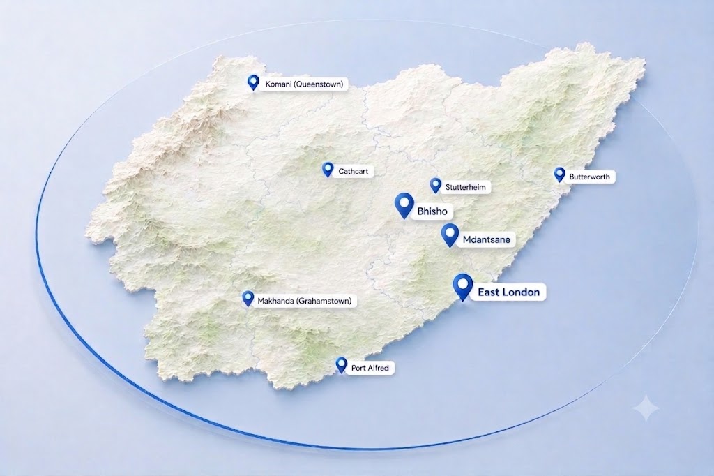 Map showing Platinum IT Solutions service areas around East London