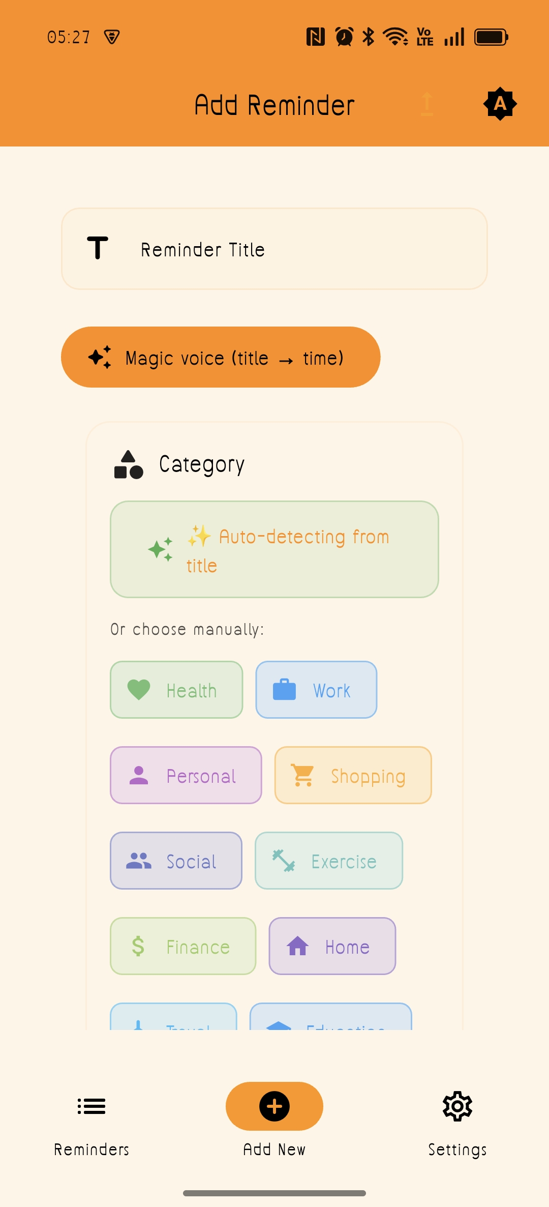 ReminderGuru Main Screen